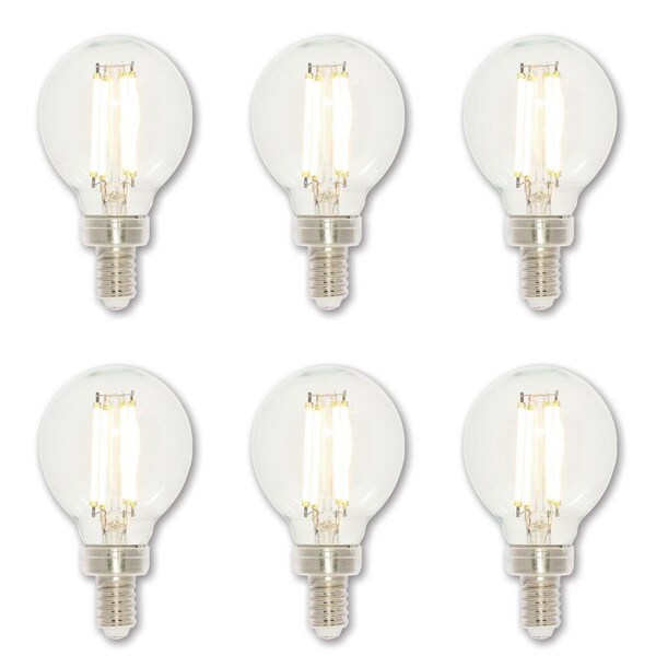 Westinghouse Bulb LED Dimmable 4.5W 120V G16.5 Glassobe Filament 2700K Clear E12 Cndlabra, 6PK 5024220 - main